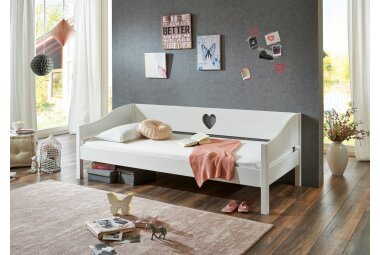 Einzelbett Gillan 205x95x90 Massivholz/MDF Wei&szlig;...