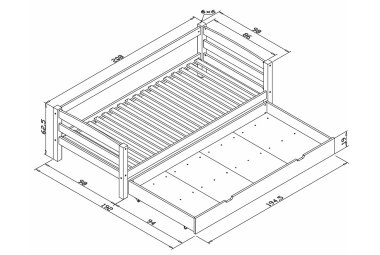 Seniorenbett Gisselle 208x98x63 Massivholz Buche lackiert 11250