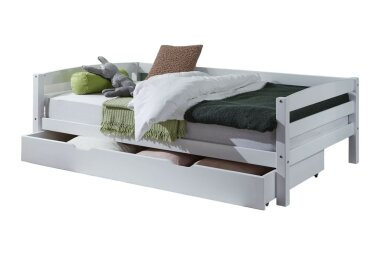 Seniorenbett Gisèle 208x98x63 Massivholz Weiß lackiert 11251