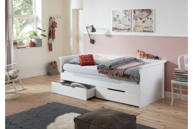 Funktionsbett Giuseppa 208x101x71,5 MDF Wei&szlig;...