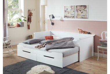 Funktionsbett Giuseppa 208x101x71,5 MDF Weiß lackiert 11259