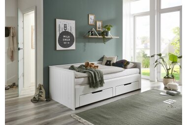 Funktionsbett Giuseppina 206x95x80 MDF Wei&szlig;...