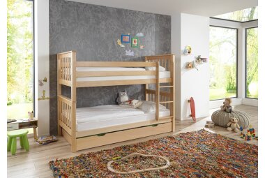 Etagenbett Glikeriya 209x103x160 Massivholz Buche lackiert 11283