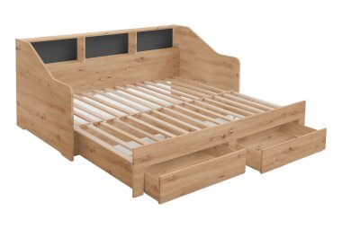 Funktionsbett Gray 206x95x70 Holznachbildung Eiche...