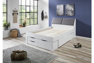 Kastenbett Govdela 146x238x104 Holznachbildung Weiß 11308