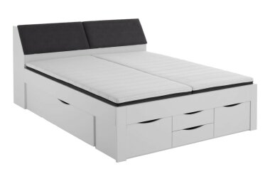 Kastenbett Grace 186x238x104 Holznachbildung Wei&szlig;...