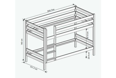 Etagenbett Gratia 207x101x140 Massivholz Buche geölt...