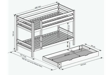 Etagenbett Grayce 207x101x140 Massivholz Buche geölt 11316