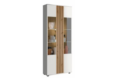 Hochvitrine Jacklin 72x38x203 Weiss/Artisan Eiche 10287