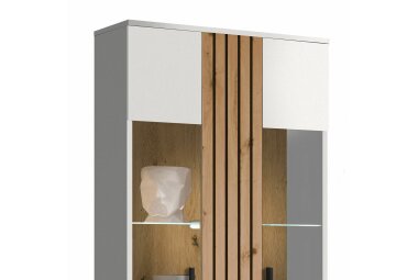 Hochvitrine Jacklin 72x38x203 Weiss/Artisan Eiche 10287