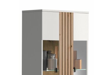 Vitrine Jacklin 72x38x164 Weiss/Artisan Eiche 10288