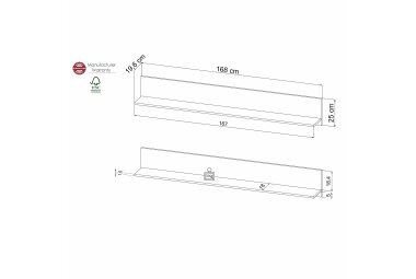 Wandboard Jacklin 168x20x25 Weiss 10290