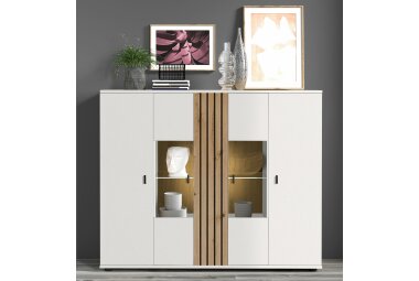 Highboard Jacklin 140x38x115 Weiss/Artisan Eiche 10291