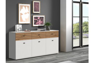 Sideboard Jacklin 168x38x80 Weiss/Artisan Eiche 10292