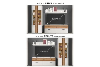 Wohnkombination Jacklin 255x38x203 Weiss/Artisan Eiche 10297