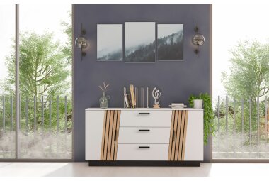 Sideboard Jacky 160x44x80 Weiss/Artisan Eiche 10301