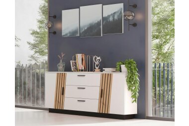 Sideboard Jacky 160x44x80 Weiss/Artisan Eiche 10301