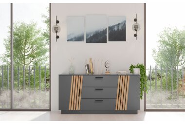 Sideboard Jacky 160x44x80 Grau/Artisan Eiche 10303