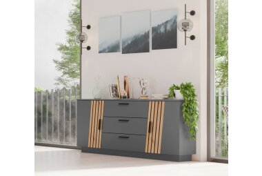 Sideboard Jacky 160x44x80 Grau/Artisan Eiche 10303