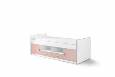 Kojenbett Kalinda 207x98x79 Holzwerkstoff Weiß/Rosa...