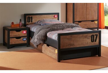 Bett mit Nachtkommode Kameko MDF+Massivholz...