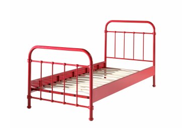 Metallbett Karlyn 210x98x111 Einzelbett Metall Rot 17117