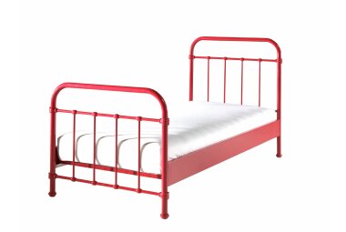 Metallbett Karlyn 210x98x111 Einzelbett Metall Rot 17117