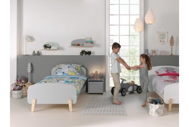 Einzelbett Karilynn 206x95x73 Kinderbett MDF+Massivholz Weiß 17122