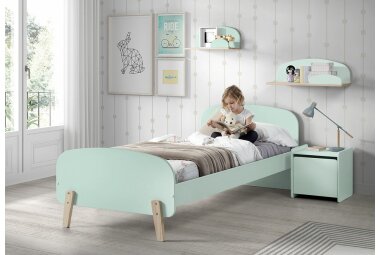 Einzelbett Karilynn 206x95x73 Kinderbett MDF+Massivholz...