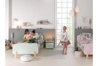 Einzelbett Karilynn 206x95x73 Kinderbett MDF+Massivholz mintgrün 17139