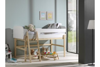 Spielbett Karilynn 204x129x126 MDF+Massivholz Weiß...