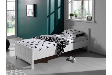 Einzelbett Karalynn 208x96x77 Jugendbett MDF+Massivholz Weiß 17160