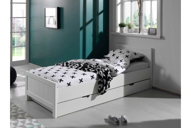 Einzelbett mit Bettschublade Karalynn 207x96x77 MDF Weiß 17173