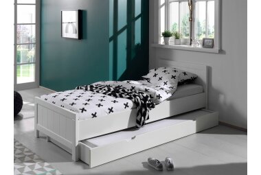 Einzelbett mit Bettschublade Karalynn 207x96x77 MDF Weiß 17173