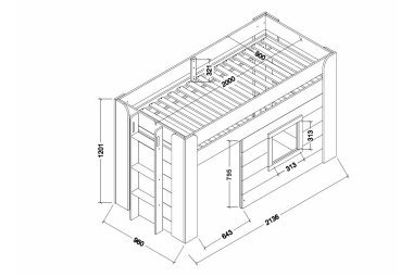 Hochbett Karola 215x96x120 Spielbett MDF Weiß 17182