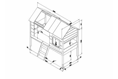 Baumhaus Bett Kanika 209x137x185 Spielbett MDF Weiß 17186