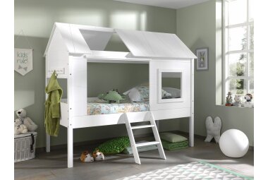 Baumhaus Bett Kanika 209x137x185 Spielbett MDF Wei&szlig;...