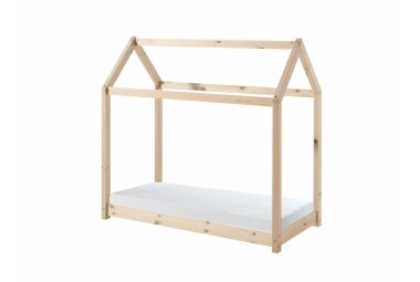 Hausbett Kandace 146x78x133 Kinderbett Massivholz Natur...