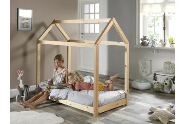 Hausbett Kandace 146x78x133 Kinderbett Massivholz Natur 17199