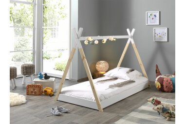 Tipi Karyn 206x106x136 Kinderbett Massivholz Weiß/Natur 17204