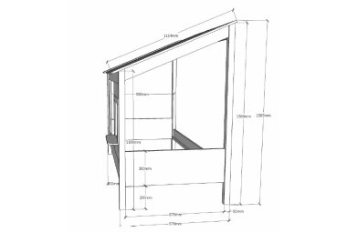 Baumhaus Bett Katalyn 214x105x159 Kinderbett MDF+Massivholz Weiß 17210