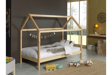 Hausbett Kapua 208x98x159 Kinderbett Massivholz Natur 17220