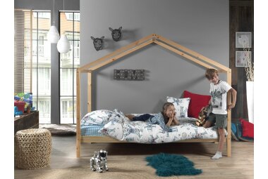 Hausbett Kapua 210x97x170 Kinderbett Massivholz Natur 17224