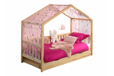 Hausbett mit Textilhimmel Kapua 210x97x170 Massivholz...