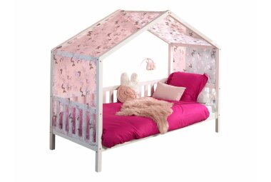 Hausbett mit Textilhimmel Kapua 210x97x170 Massivholz...