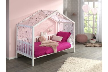 Hausbett mit Textilhimmel Kapua 210x97x170 Massivholz...