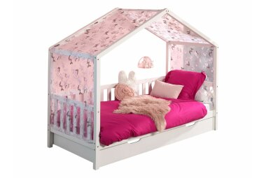 Hausbett mit Textilhimmel Kapua 210x97x170 Massivholz...