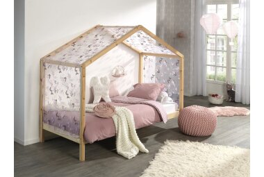 Hausbett mit Textilhimmel Kapua 210x97x170 Massivholz...