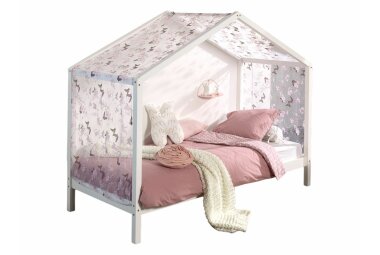 Hausbett mit Textilhimmel Kapua 210x97x170 Massivholz...