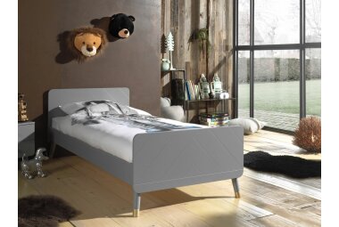 Einzelbett Kamillah 204x95x74 Kinderbett MDF Timeless Grau 17252